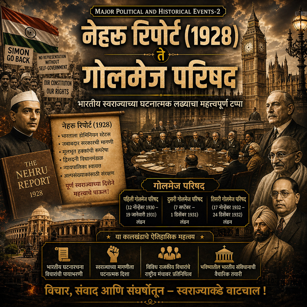 नेहरू रिपोर्ट (1928) ते गोलमेज परिषद